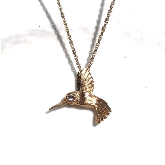 Jewelry - 14k solid gold diamond ruby hummingbird pendant Jewelry - 14k solid gold diamond ruby hummingbird pendant